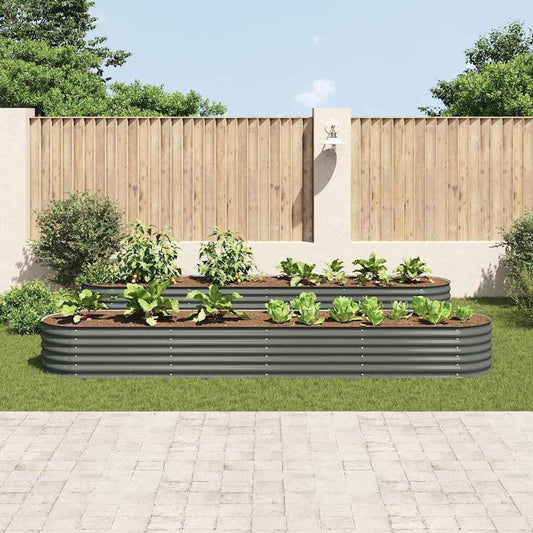 vidaXL Garden Raised Bed 157.5"x31.5"x17.3" Galvanised Steel Gray, 45526