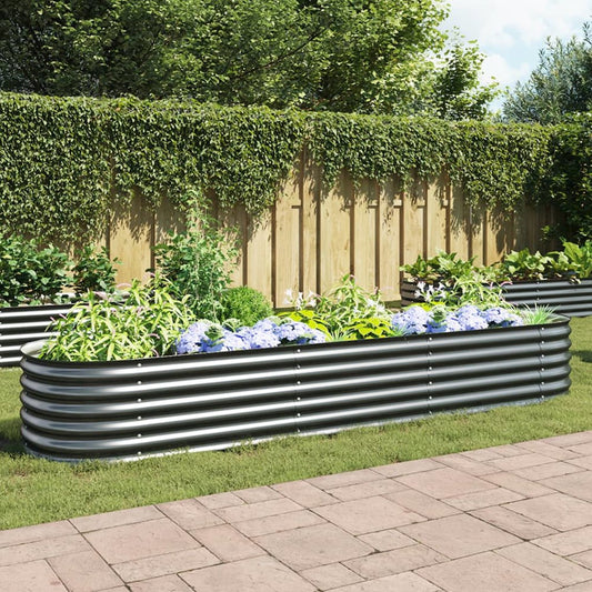 vidaXL Garden Raised Bed 126"x31.5"x17.3" Galvanised Steel Gray, 45527
