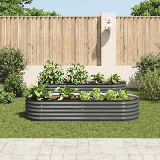 vidaXL Garden Raised Bed 94.4"x31.4"x17.3" galvanized Steel Gray, 45528