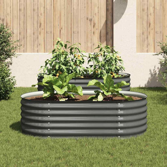 vidaXL Garden Raised Bed 63"x31.5"x17.3" Galvanised Steel Gray, 45529