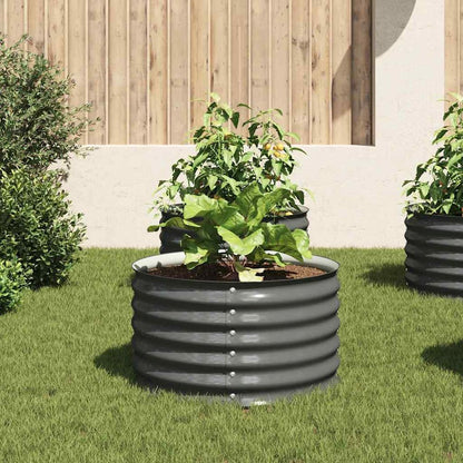 vidaXL Garden Raised Bed 31.5"x31.5"x17.3" Galvanised Steel Gray, 45530