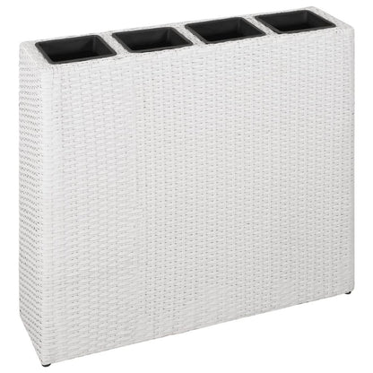 vidaXL Garden Raised Bed with 4 Pots Poly Rattan White, 45427