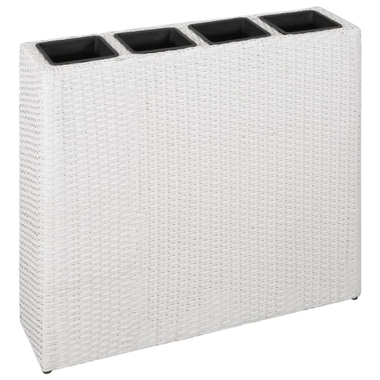vidaXL Garden Raised Bed with 4 Pots Poly Rattan White, 45427