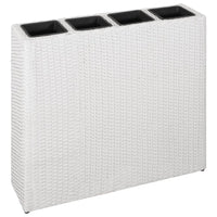 vidaXL Garden Raised Bed with 4 Pots Poly Rattan White, 45427