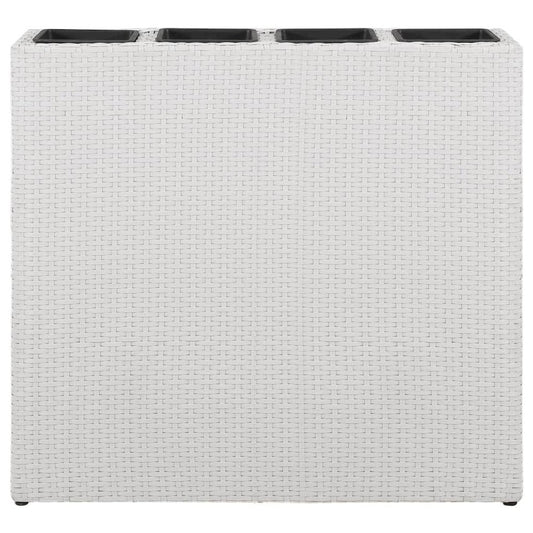 vidaXL Garden Raised Bed with 4 Pots Poly Rattan White, 45427