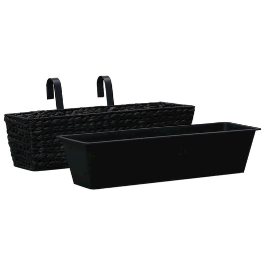 vidaXL Garden Planters 2 pcs Water Hyacinth Black, 45579