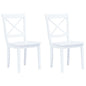 Dining Chairs 2 pcs White Solid Rubber Wood