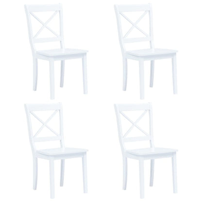 Dining Chairs 4 pcs White Solid Rubber Wood