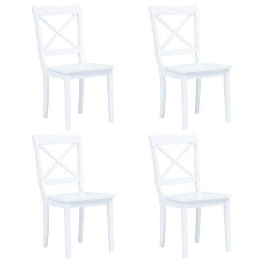 Dining Chairs 4 pcs White Solid Rubber Wood
