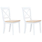 Dining Chairs 2 pcs White and Light Wood Solid Rubber Wood