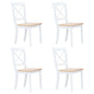 Dining Chairs 4 pcs White and Light Wood Solid Rubber Wood