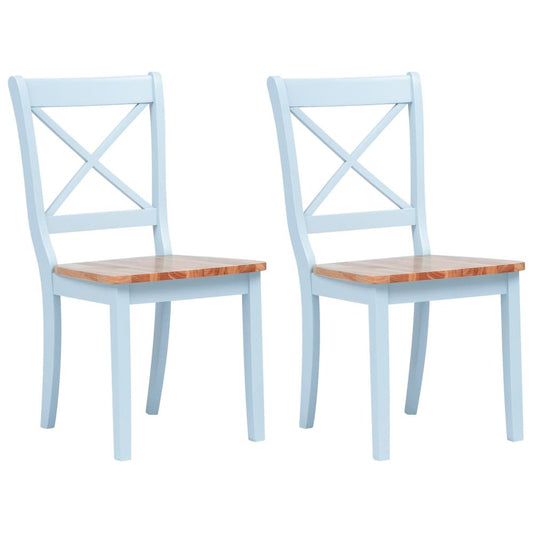 Dining Chairs 2 pcs Gray and Light Wood Solid Rubber Wood
