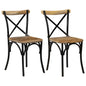 Cross Chair Set of 2 Black, Natural Wood Solid Mango Wood, Steel