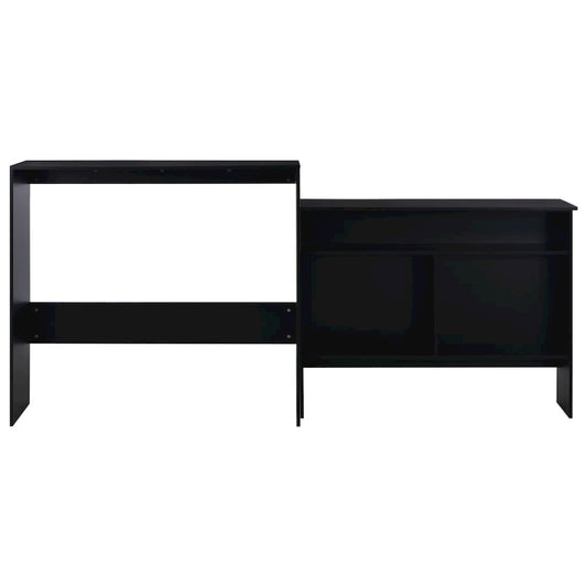 vidaXL Bar Table with 2 Table Tops Black 51.18"x15.75"x47.24", 280218
