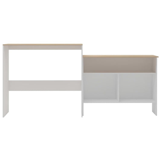 vidaXL Bar Table with 2 Table Tops White and Oak 51.18"x15.75"x47.24", 280220