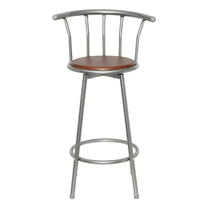 Bar Stool Set of 2 Brown MDF, Steel Standard Swivel Bar Stool