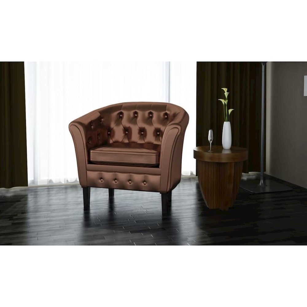 Chesterfield Brown Wooden frame, faux leather upholstery Standard
