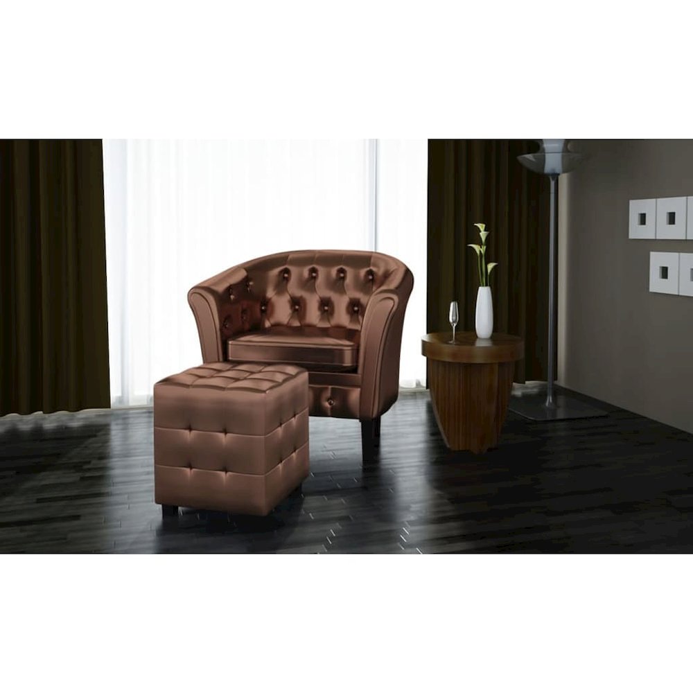 Chesterfield Set of 2 Brown Faux Leather Standard Durable