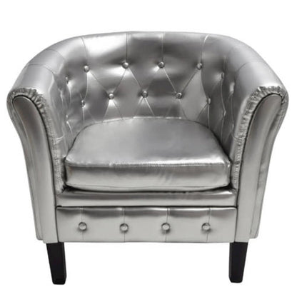 vidaXL Tub Chair Silver Faux Leather, 60708