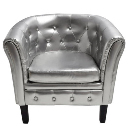 vidaXL Tub Chair Silver Faux Leather, 60708