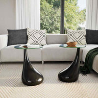 vidaXL Coffee Tables 2 pcs with Round Glass Top High Gloss Black, 240323