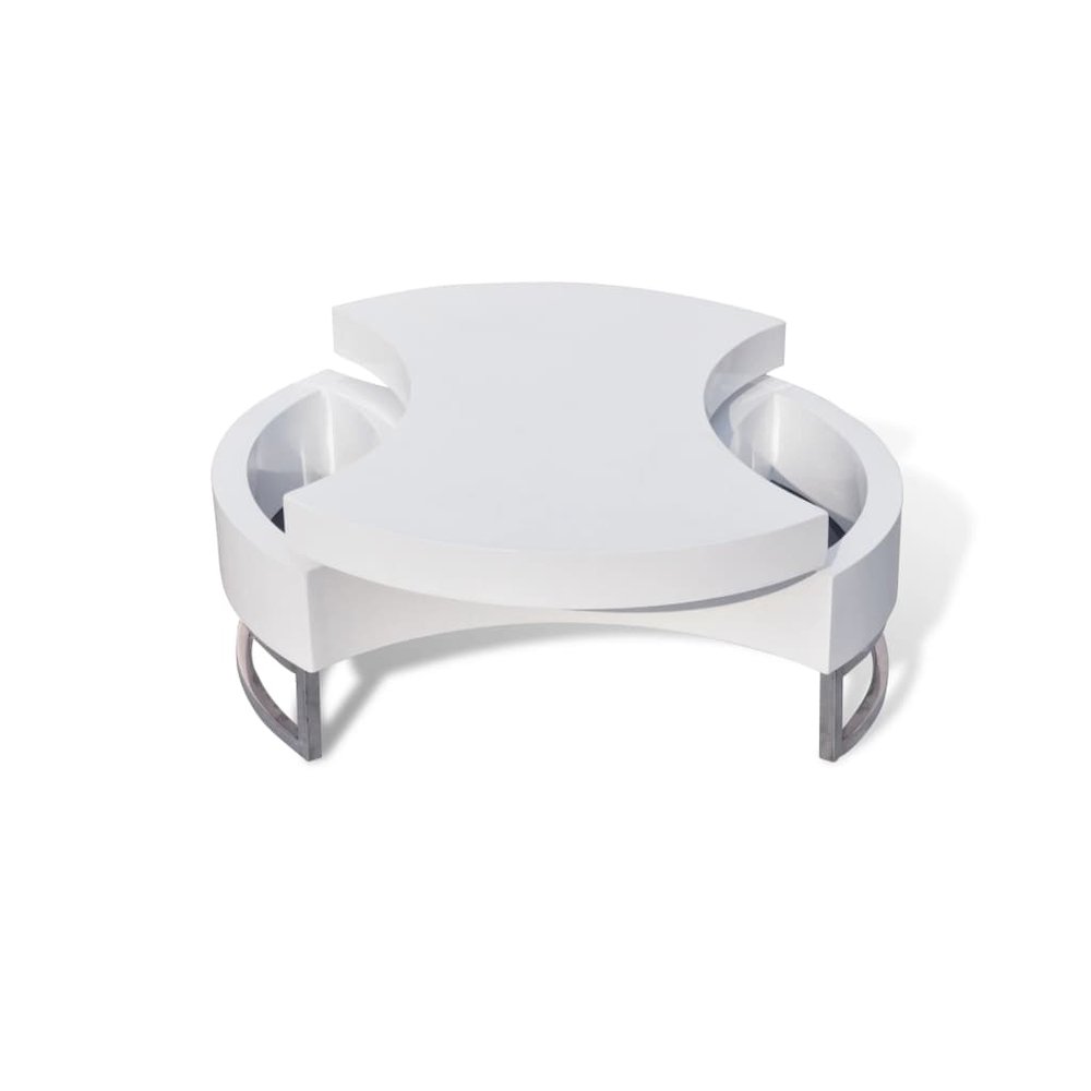 Coffee Table Shape-Adjustable High Gloss White, 240424