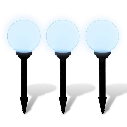 vidaXL Outdoor Path Garden Solar Lamp Solar Ball Light LED 7.9" 3pcs with Ground Spike 0864