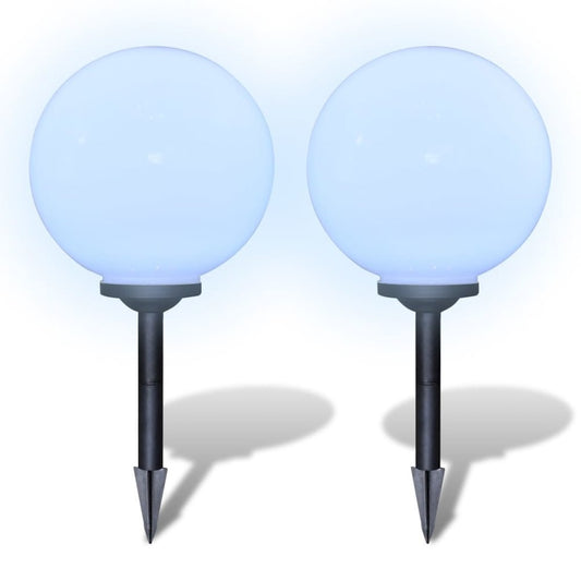 vidaXL Outdoor Path Garden Solar Lamp Solar Ball Light LED 11.8" 2pcs with Ground Spike 0865