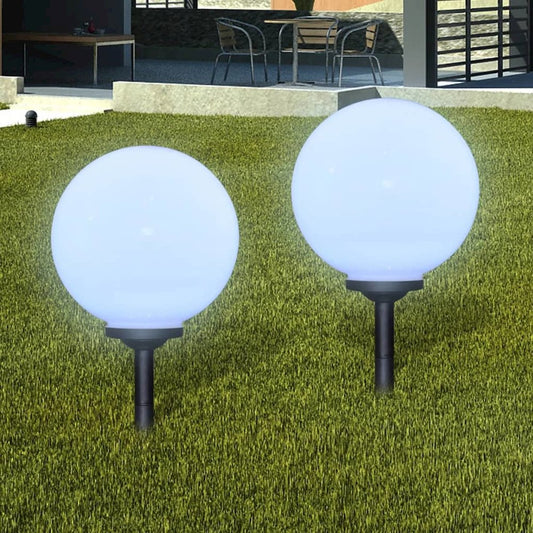 vidaXL Outdoor Path Garden Solar Lamp Solar Ball Light LED 11.8" 2pcs with Ground Spike 0865