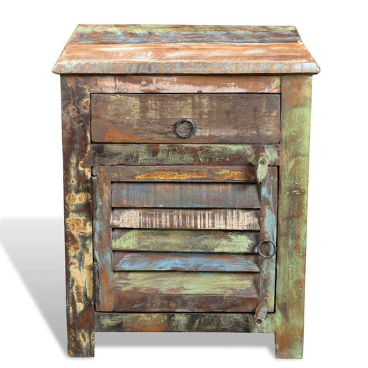 vidaXL End Table with 1 Drawer 1 Door Reclaimed Wood, 240950