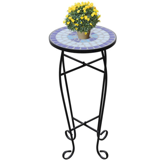 vidaXL Mosaic Side Table Plant Table Blue White, 41128