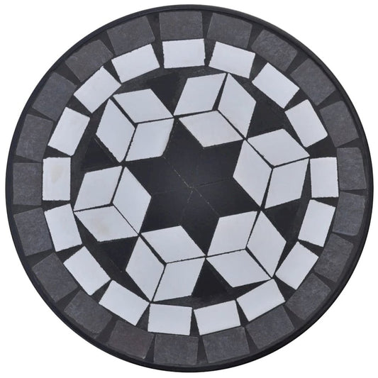 vidaXL Mosaic Side Table Plant Table Black White, 41129