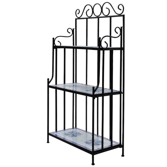 vidaXL Plant Stand Display Blue White Mosaic Pattern, 41132