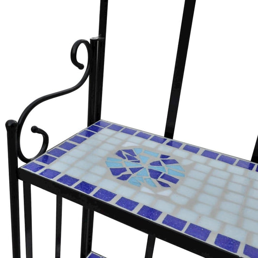vidaXL Plant Stand Display Blue White Mosaic Pattern, 41132
