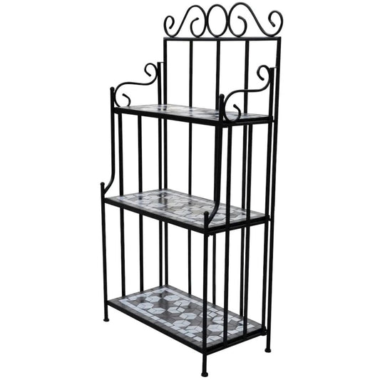 vidaXL Plant Stand Display Black White Mosaic Pattern, 41133