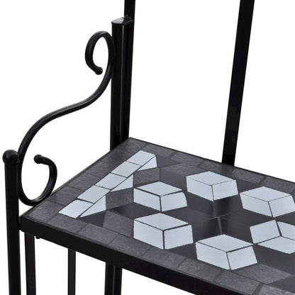 vidaXL Plant Stand Display Black White Mosaic Pattern, 41133
