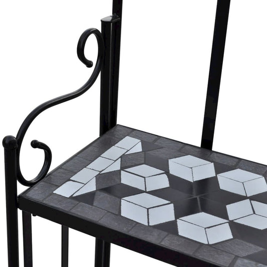 vidaXL Plant Stand Display Black White Mosaic Pattern, 41133