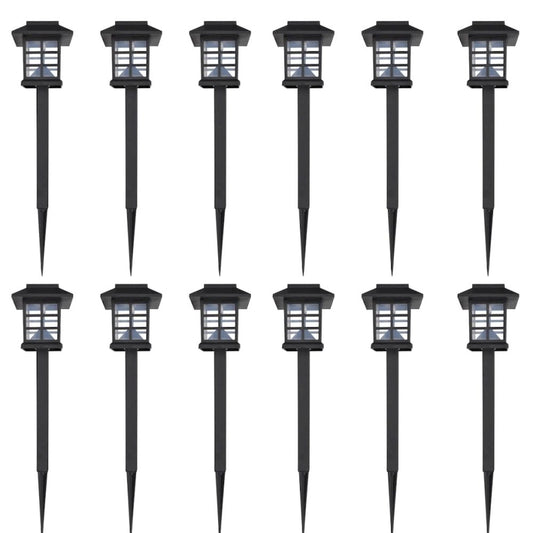 vidaXL Outdoor Solar Lamp LED Light Set 12 pcs with Spike 3.4"x3.4"x15", 41161
