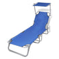 Sun Lounger Blue Steel Standard Foldable Folding Sun Lounger