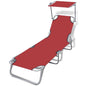 Sun Lounger Red Polyester Fabric, Powder-Coated Steel Standard