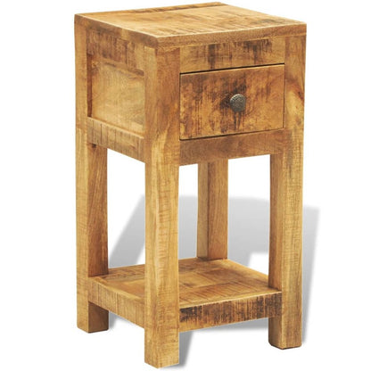 Side Table Natural Wood Solid Mango Wood Compact Square
