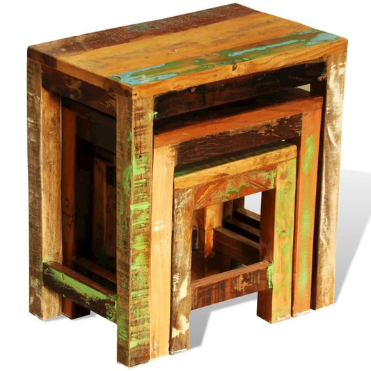 vidaXL Nesting Table Set 3 Pieces Vintage Reclaimed Wood, 241093