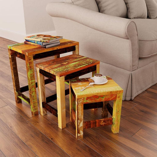 vidaXL Nesting Table Set 3 Pieces Vintage Reclaimed Wood, 241093