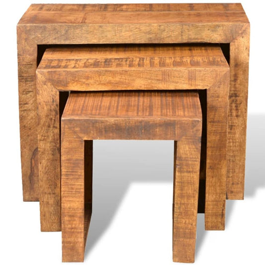 vidaXL Nesting Table Set 3 Pieces Solid Mango Wood, 241130