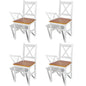 Dining Chair Set of 4 White and natural Solid pine wood Standard