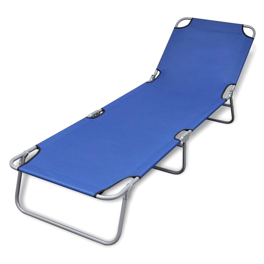 Sun Lounger Blue Powder-coated Steel Frame, Polyester Fabric