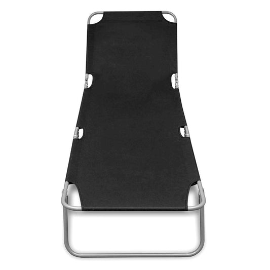 Sun Lounger Black Powder-coated steel 74.4 in long Foldable