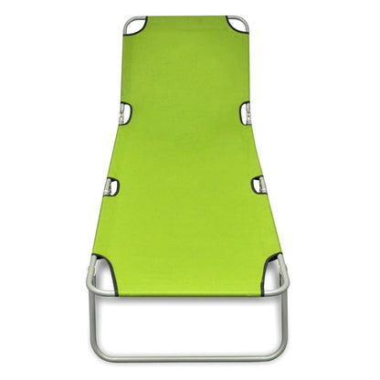 Sun Lounger Apple Green Polyester One Size Foldable Sun Lounger