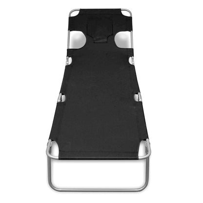 Sun Lounger Black Powder-coated steel, Polyester Standard