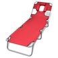 Sun Lounger Red Powder-coated steel frame, Polyester fabric Large